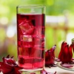 Herbal Iced Teas - a glass of red liquid with ice cubes