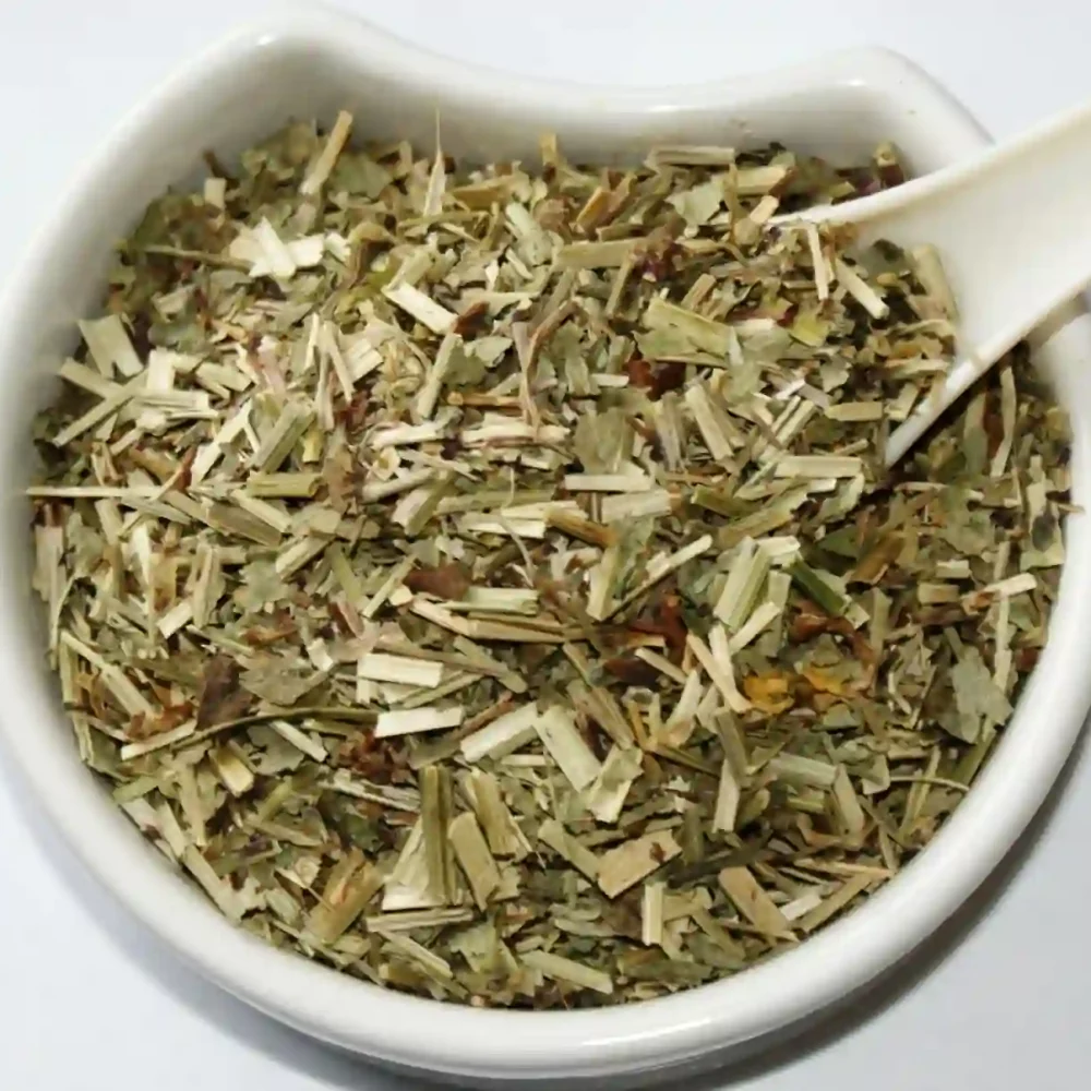 Close-up of dried Burnet Herb in ceramic bowl, Health Embassy herbs