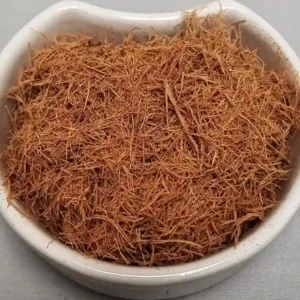 Dried shredded Cat’s Claw Bark in a bowl, light brown, Health Embassy herbs