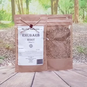 Dried and cut Rhubarb Root from Health Embassy in kraft resealable pouch