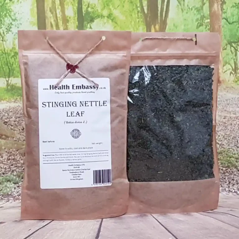 Organic dried Stinging Nettle Leaf in resealable kraft paper bag by Health Embassy