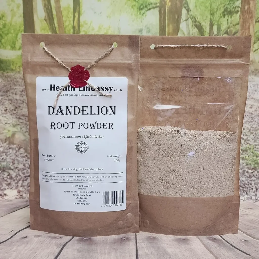 Dandelion Root Powder by Health Embassy - fine powder